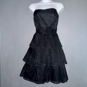 White House Black Market WHBM Little Black Strapless Ruffled Dress Medium 10